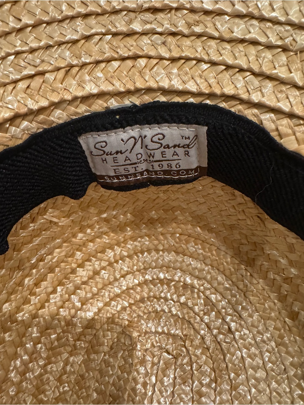 Straw Sun Hat with Black Band and bow - Picture 3 of 3